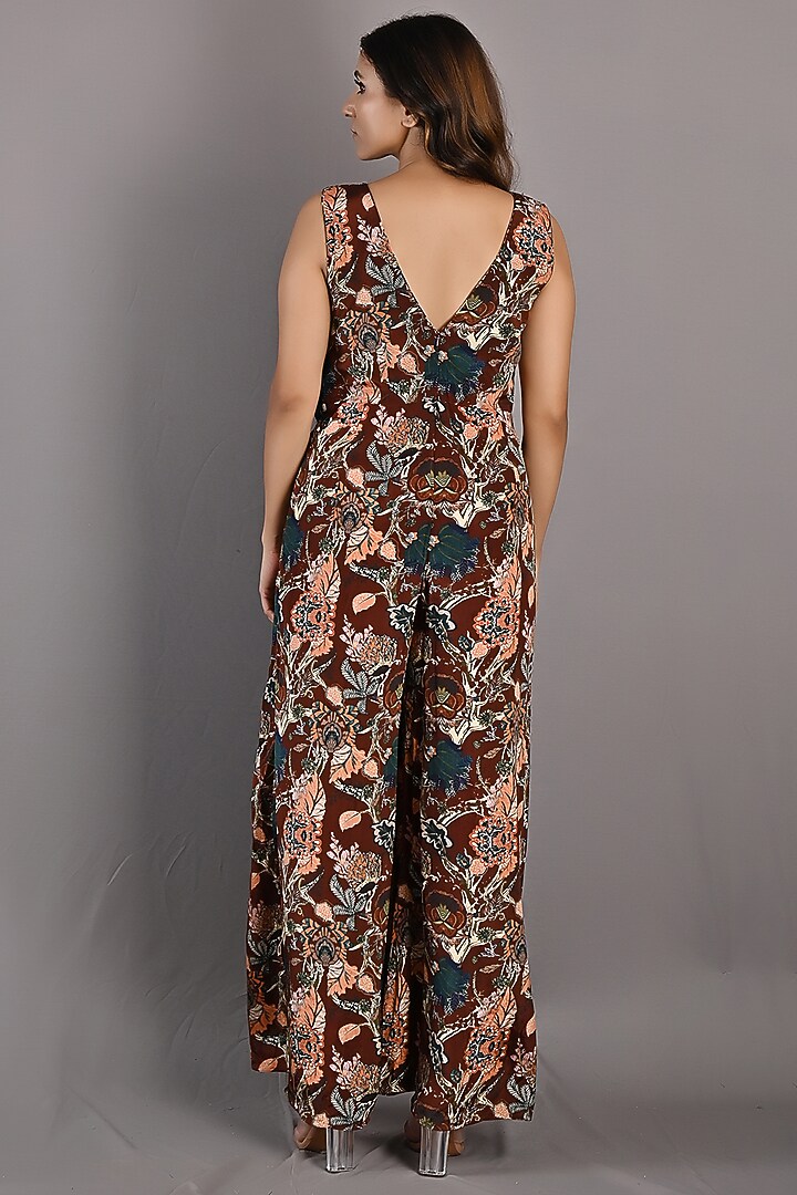Maroon Printed Jumpsuit by Bohame at Pernia's Pop Up Shop