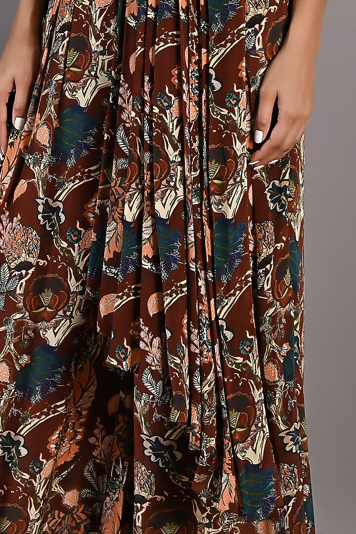 Maroon Printed Jumpsuit by Bohame at Pernia's Pop Up Shop