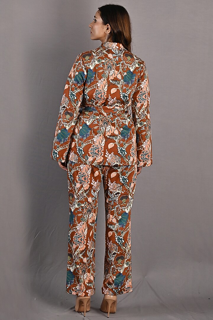 Maroon Printed Jacket Set by Bohame at Pernia's Pop Up Shop