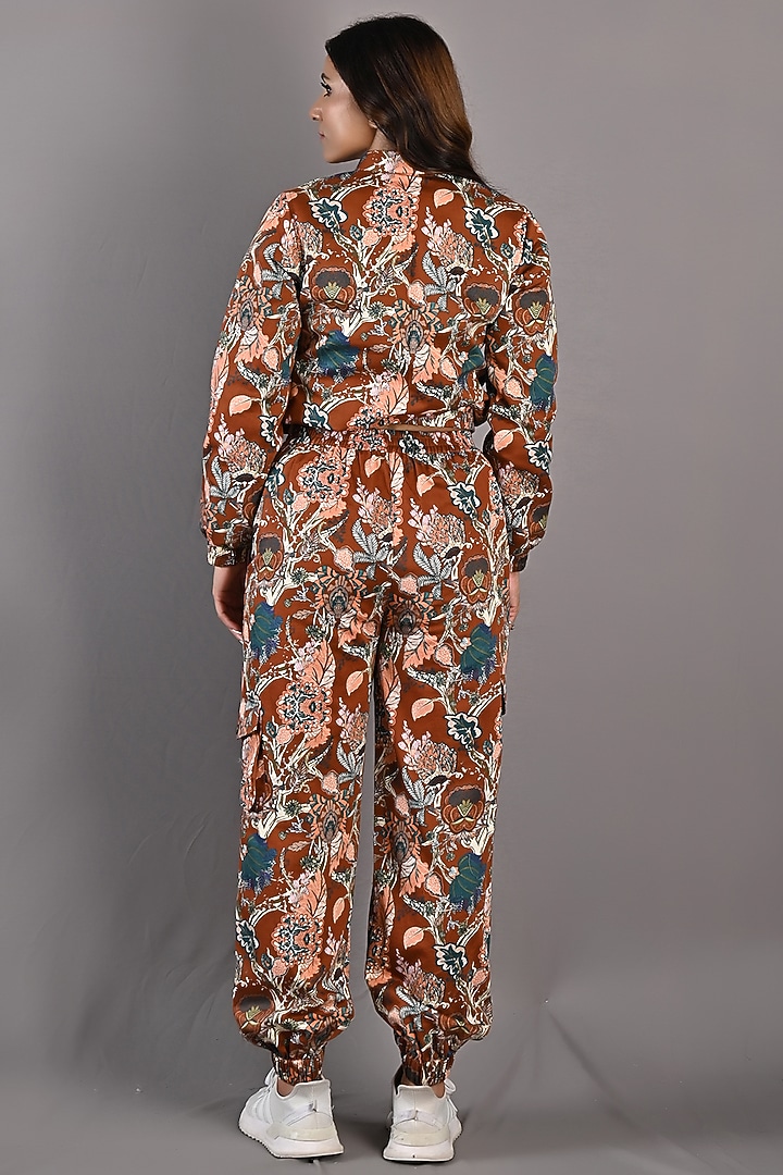 Maroon Printed Bomber Jacket Set by Bohame at Pernia's Pop Up Shop