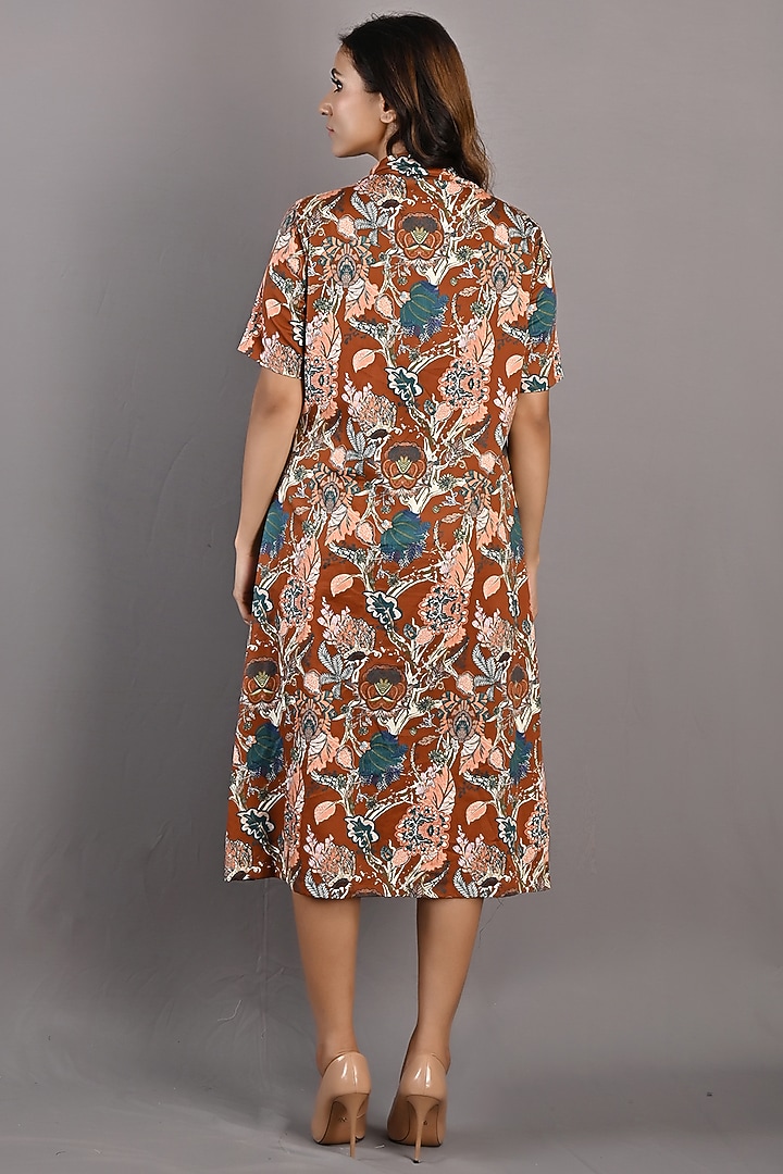 Maroon Printed Summer Shirt Dress by Bohame at Pernia's Pop Up Shop