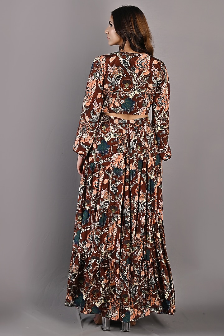 Maroon Printed Party Wear Sharara Set by Bohame at Pernia's Pop Up Shop