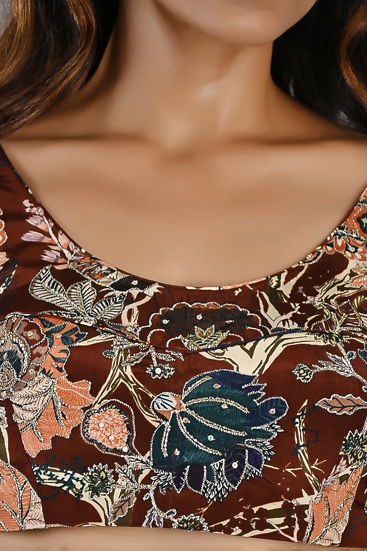 Maroon Printed Wedding Lehenga Set by Bohame at Pernia's Pop Up Shop