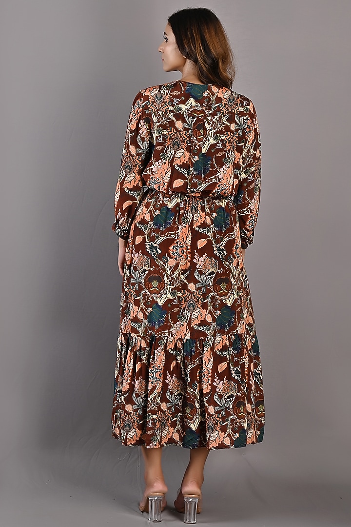 Maroon Printed Wrap Summer Dress by Bohame at Pernia's Pop Up Shop
