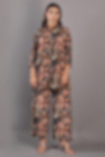 Maroon Crepe Printed Co-Ord Set by Bohame at Pernia's Pop Up Shop