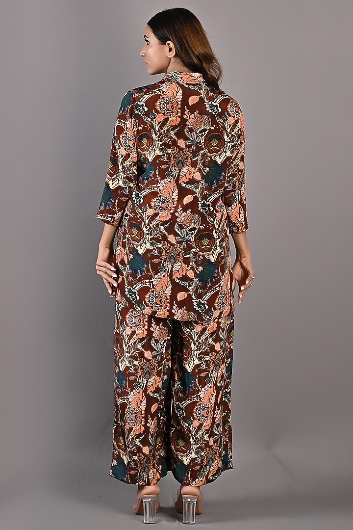 Maroon Crepe Printed Co-Ord Set by Bohame at Pernia's Pop Up Shop