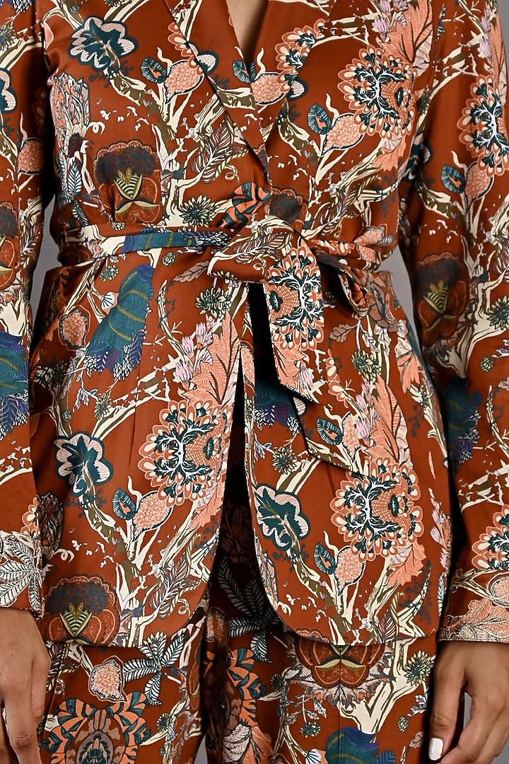 Maroon Printed Jacket Set by Bohame at Pernia's Pop Up Shop