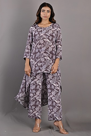 Purple Printed Co-Ord Set by Bohame