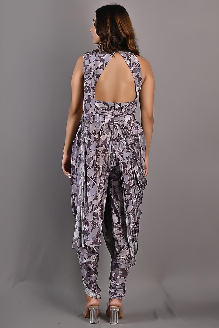 Purple Crepe Digital Printed Jumpsuit Party Wear Saree by Bohame at Pernia's Pop Up Shop