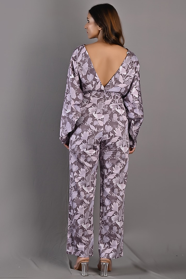 Purple Printed Pleated Jumpsuit by Bohame at Pernia's Pop Up Shop
