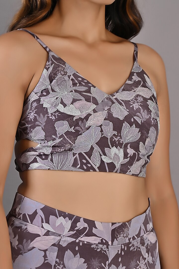 Purple Printed Party Wear Sharara Set With Cape by Bohame at Pernia's Pop Up Shop