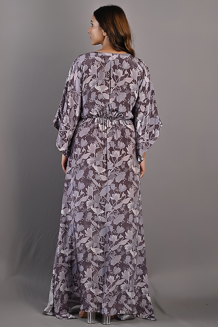 Purple Embroidered & Printed Kaftan by Bohame at Pernia's Pop Up Shop