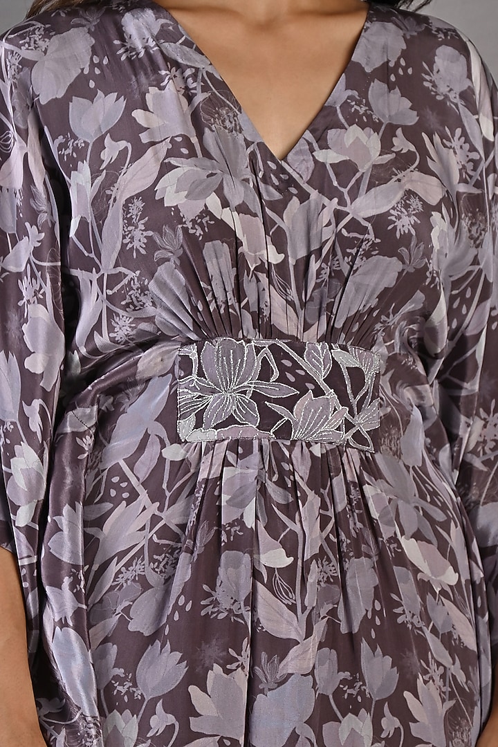 Purple Embroidered & Printed Kaftan by Bohame at Pernia's Pop Up Shop