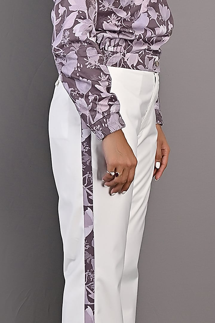 Purple Printed Bomber Jacket Set by Bohame at Pernia's Pop Up Shop