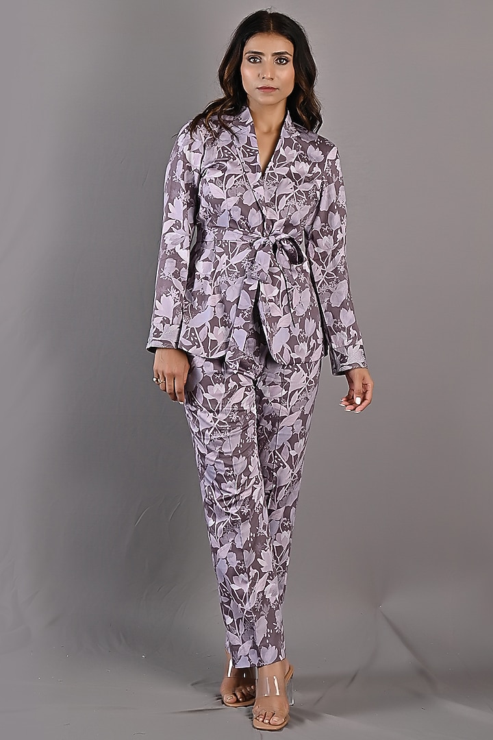 Purple Printed Jacket Set by Bohame at Pernia's Pop Up Shop