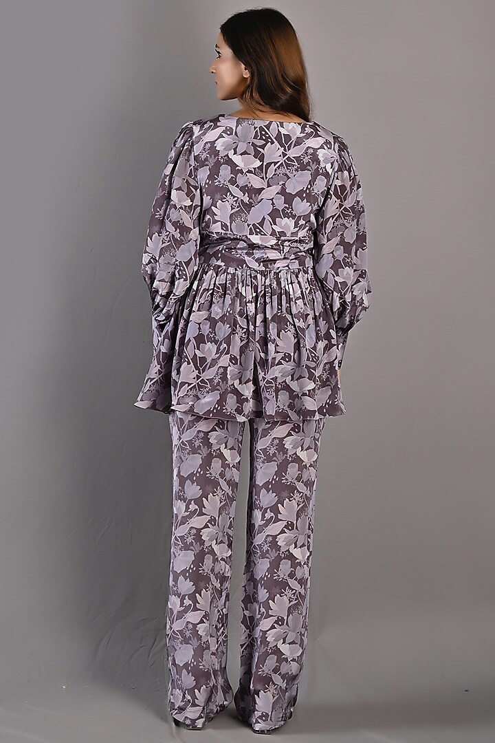 Purple Crepe Printed Co-Ord Set by Bohame at Pernia's Pop Up Shop