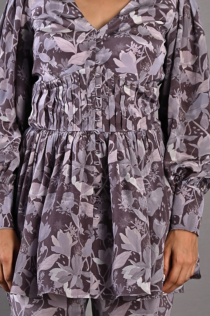 Purple Crepe Printed Co-Ord Set by Bohame at Pernia's Pop Up Shop