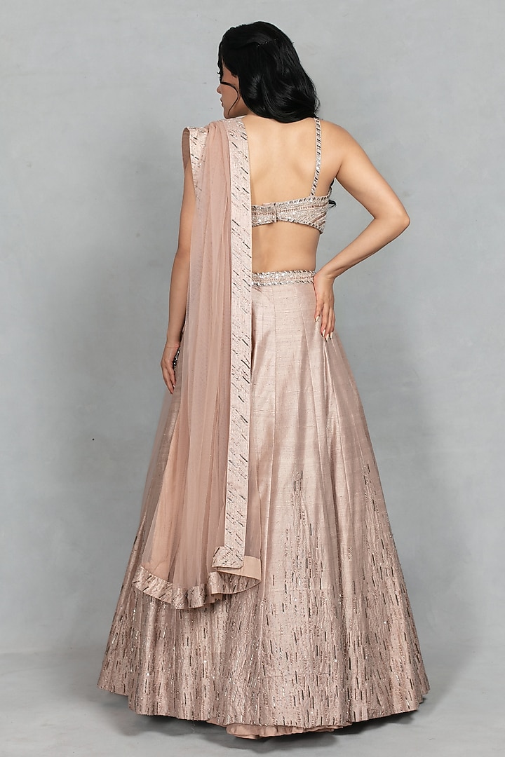 Champagne Raw Silk Hand Embroidered Wedding Lehenga Set by Bohame at Pernia's Pop Up Shop