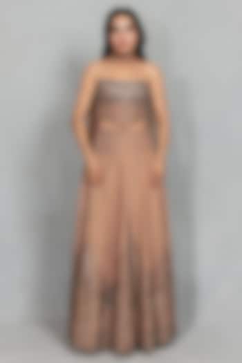 Rose Gold Cupro Crepe Hand Embroidered Wedding Lehenga Set by Bohame at Pernia's Pop Up Shop