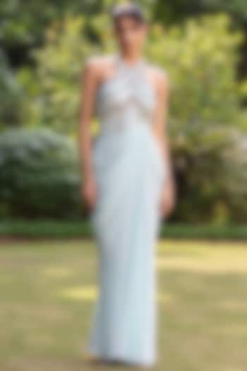 Ice Blue Crepe Engagement Gown by Bohame at Pernia's Pop Up Shop
