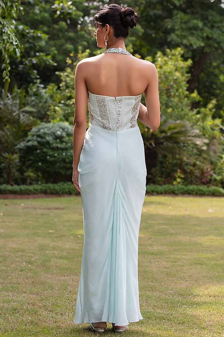 Ice Blue Crepe Engagement Gown by Bohame at Pernia's Pop Up Shop