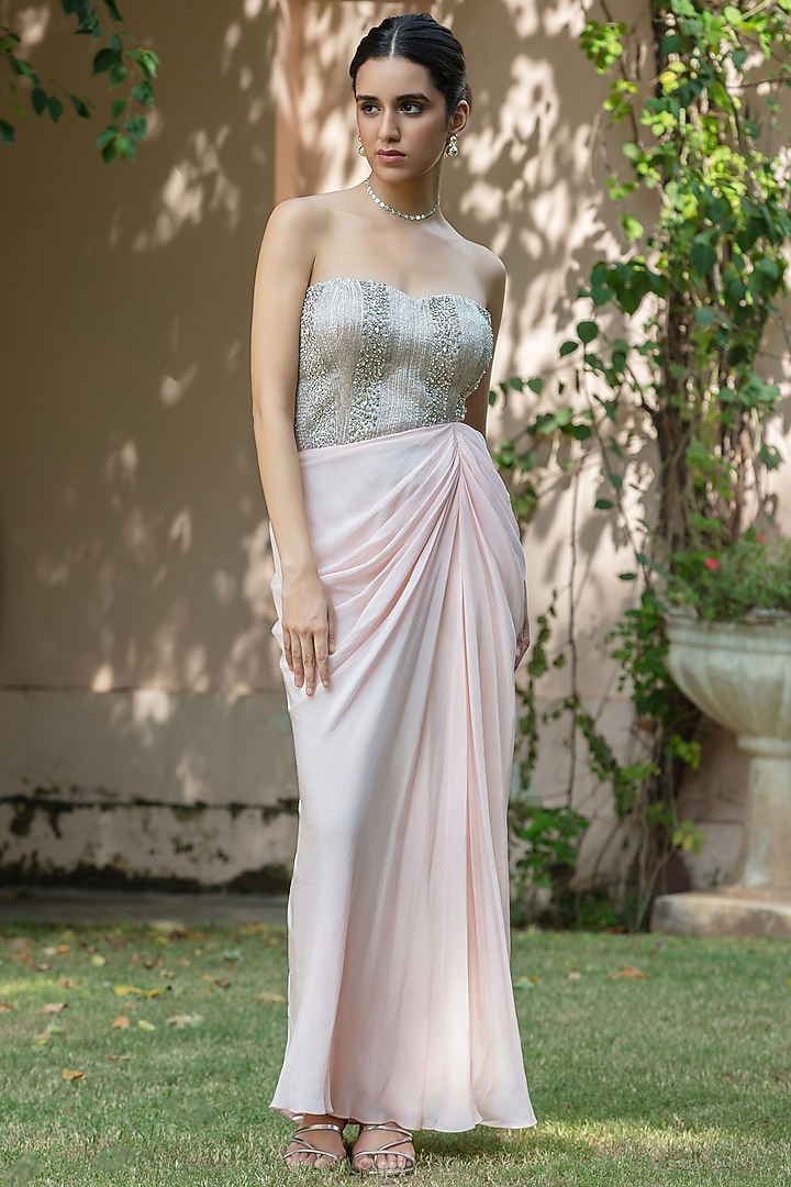Blush Pink Crepe Engagement Gown by Bohame at Pernia's Pop Up Shop