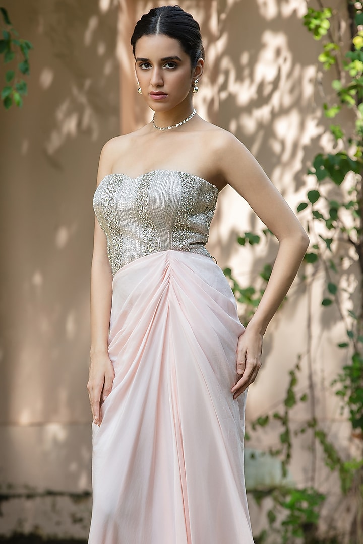 Blush Pink Crepe Engagement Gown by Bohame at Pernia's Pop Up Shop