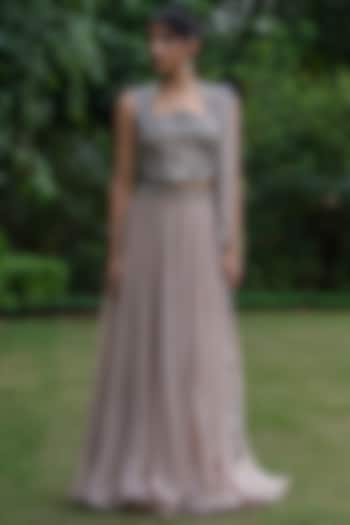 Champagne Organza Wedding Lehenga Set by Bohame at Pernia's Pop Up Shop