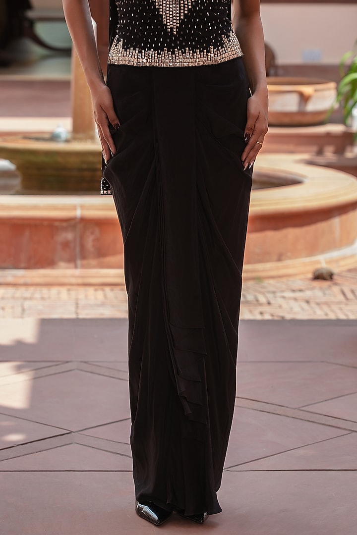 Black Crepe Skirt Set by Bohame at Pernia's Pop Up Shop