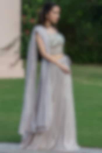 Lilac Georgette Wedding Lehenga Set by Bohame at Pernia's Pop Up Shop