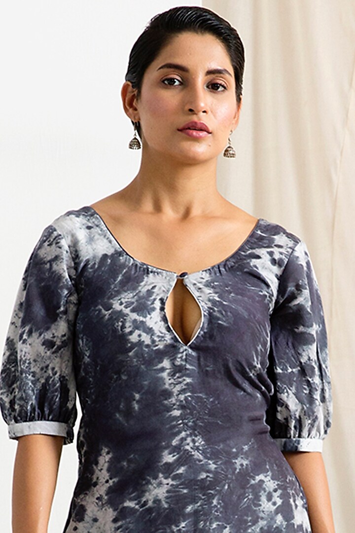 Light Grey & Black Tie-Dye Mini Summer Dress by Bohame at Pernia's Pop Up Shop