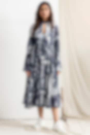 Light Grey & Black Tie-Dye Tiered A-Line Summer Dress by Bohame at Pernia's Pop Up Shop