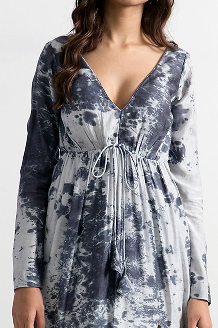 Light Grey & Black Tie-Dye Midi Summer Dress by Bohame at Pernia's Pop Up Shop