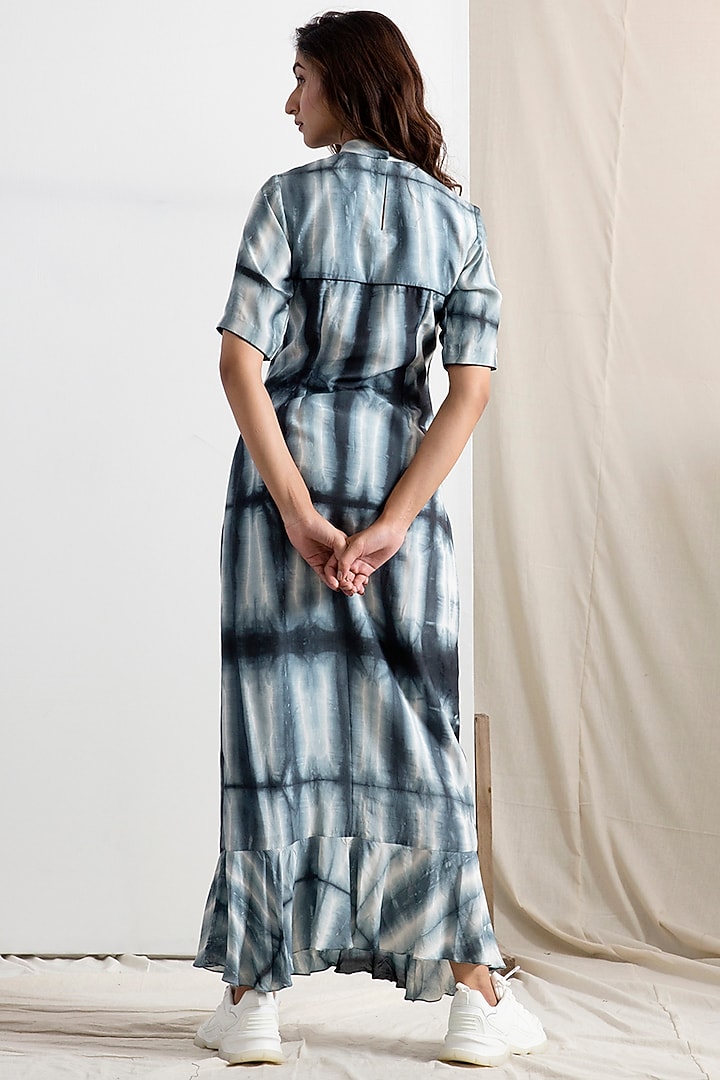 Cream & Blue Tie-Dye Maxi Summer Dress by Bohame at Pernia's Pop Up Shop