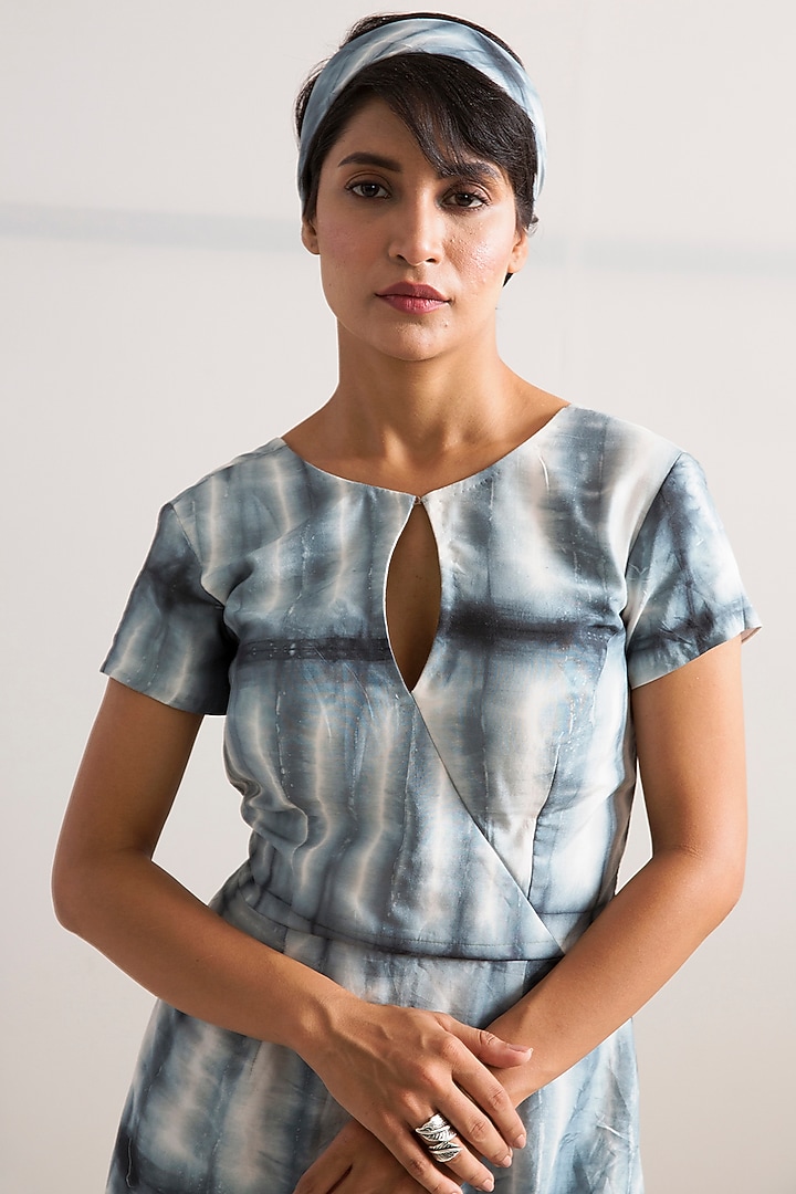 Blue & Cream Tie-Dye Jumpsuit With Bandana by Bohame at Pernia's Pop Up Shop