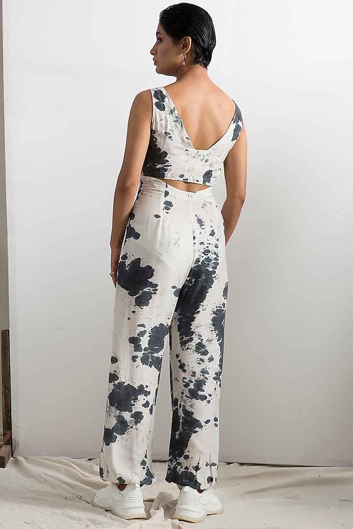 Light Grey & Black Tie-Dye Jumpsuit by Bohame at Pernia's Pop Up Shop