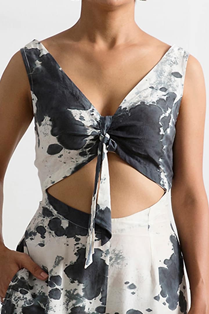 Light Grey & Black Tie-Dye Jumpsuit by Bohame at Pernia's Pop Up Shop