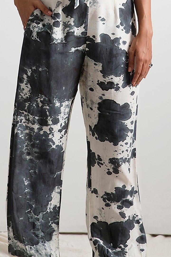 Light Grey & Black Tie-Dye Jumpsuit by Bohame at Pernia's Pop Up Shop