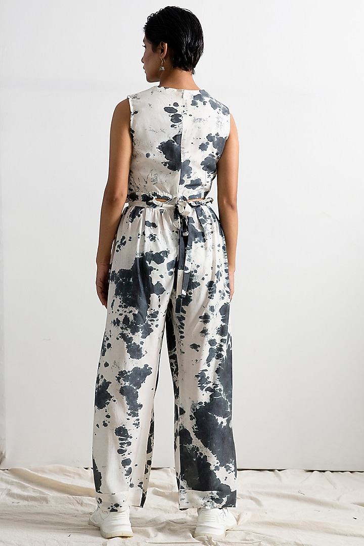 Light Grey & Black Tie-Dye High Waisted Pant Set by Bohame at Pernia's Pop Up Shop