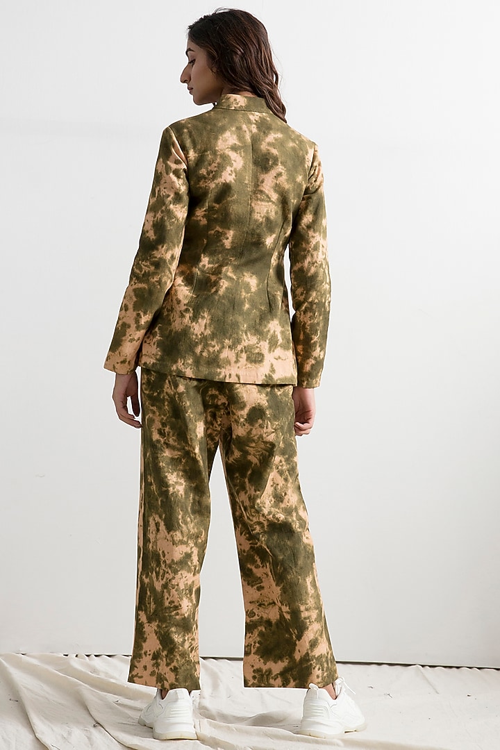 Beige & Green Tie-Dye Jacket Set by Bohame at Pernia's Pop Up Shop