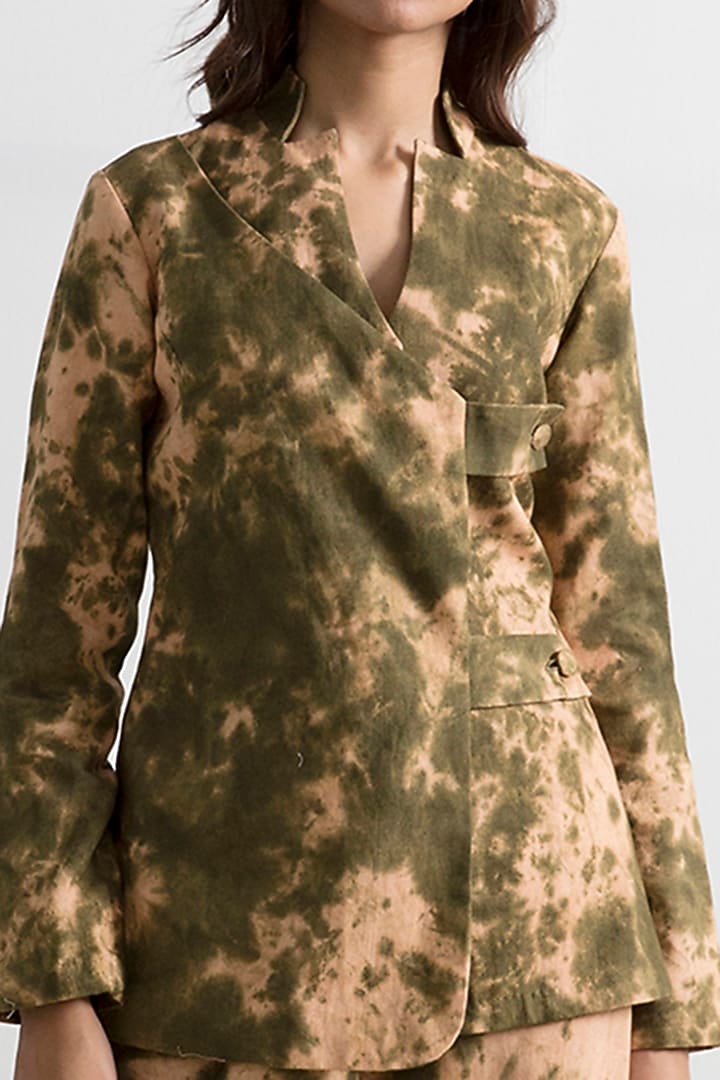 Beige & Green Tie-Dye Jacket Set by Bohame at Pernia's Pop Up Shop
