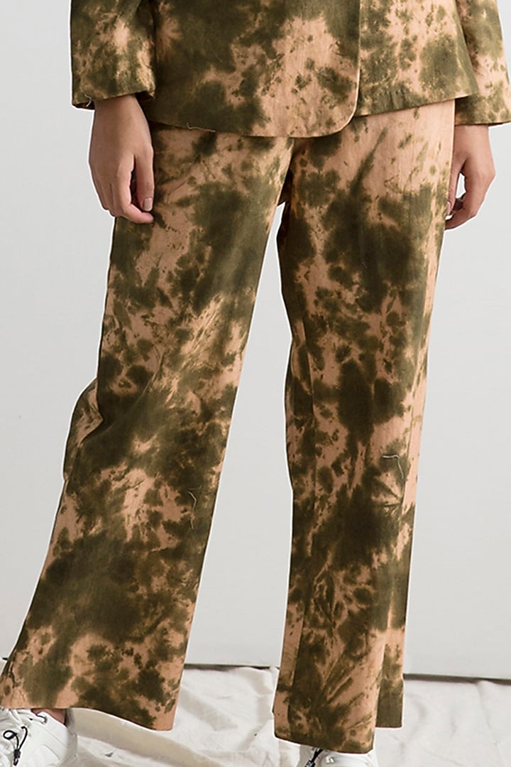 Beige & Green Tie-Dye Jacket Set by Bohame at Pernia's Pop Up Shop