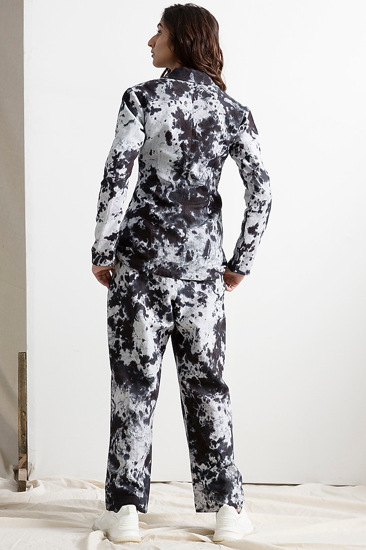 Light Grey & Black Tie-Dye Jacket Set by Bohame at Pernia's Pop Up Shop