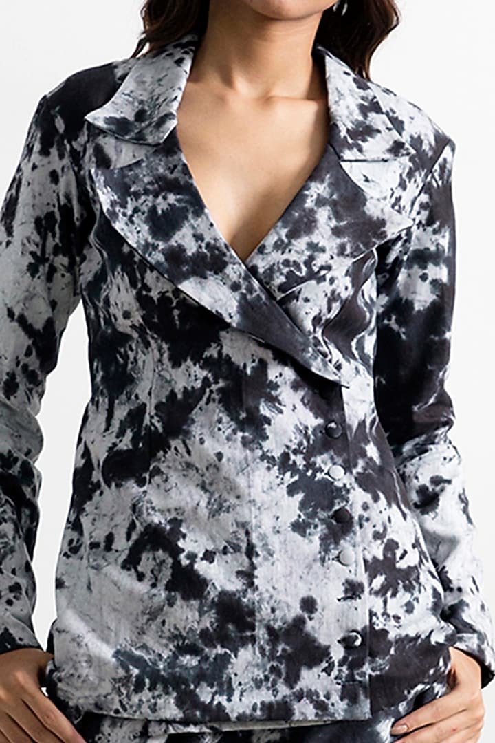 Light Grey & Black Tie-Dye Jacket Set by Bohame at Pernia's Pop Up Shop