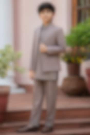 Rose Gold Chikankari Indowestern Set For Boys by Bohame Kids at Pernia's Pop Up Shop