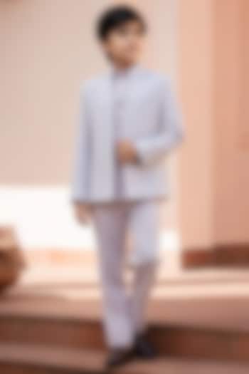 Lilac Chikankari Indowestern Set For Boys by Bohame Kids at Pernia's Pop Up Shop