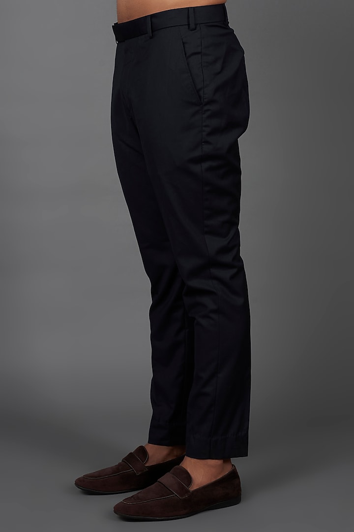 Midnight Blue Terrywool Suiting Wedding Bandhgala Set by Bohame Men at Pernia's Pop Up Shop