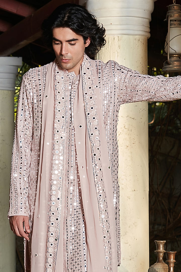 Lilac Georgette Kurta Set by Bohame Men at Pernia's Pop Up Shop
