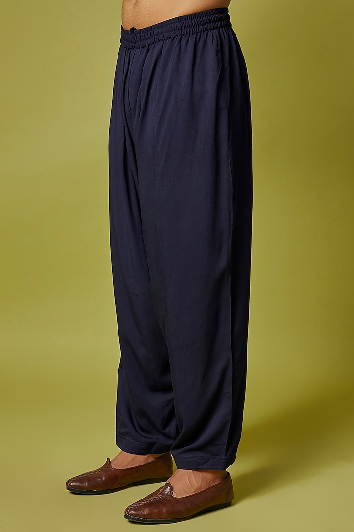 Midnight Blue Georgette Embroidered Kurta Set by Bohame Men at Pernia's Pop Up Shop