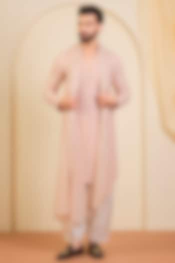 Light Pink Georgette Chikankari Kurta Set by Bohame Men at Pernia's Pop Up Shop